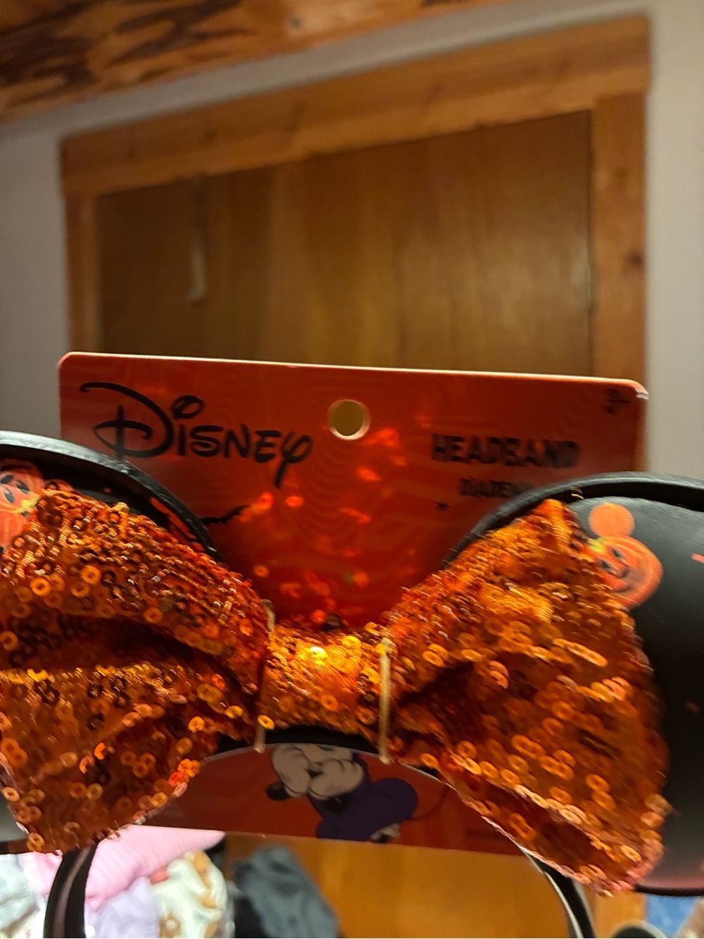 NWT Disney Mickey Mouse Halloween Sequined Bow Ears - Picture 3 of 4